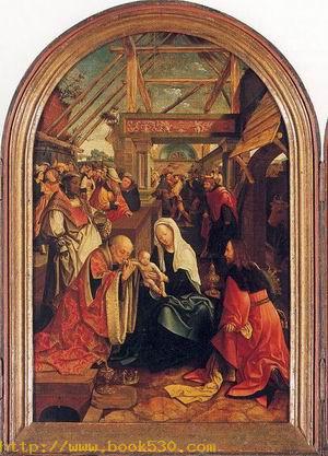 Tryptych with the Adoration of the Magi, Donors, & Saints(cnetre) 1517