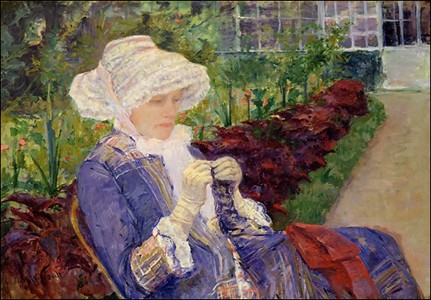 Lydia Crocheting in the Garden at Marly