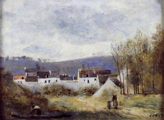 Jean-Baptiste-Camille Corot - Village at the Foot of a Hill, Ile-de-France