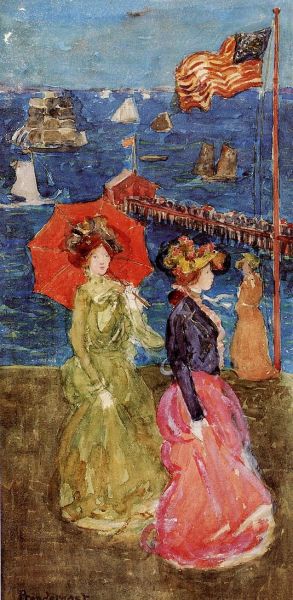 Maurice Prendergast - Figures under the Flag