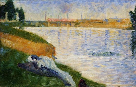 Georges Seurat - Bathing at Asnieres - Clothing on the Grass