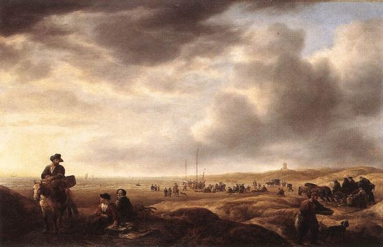 Simon de Vlieger - Beach near Scheveningen with Fish-Sellers