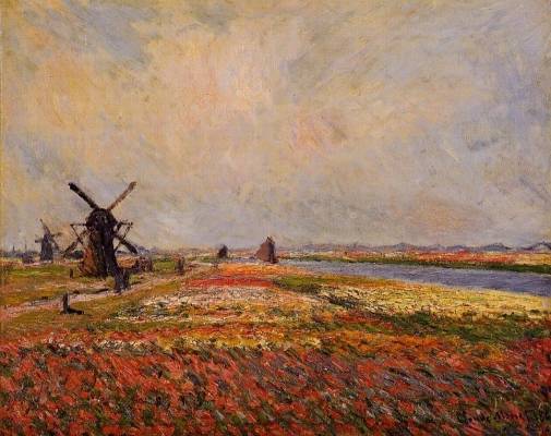 Claude Monet - Fields of Flowers and Windmills near Leiden