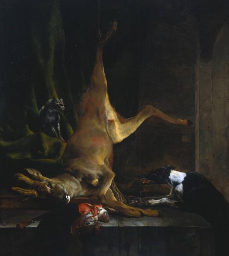 A Dog and a Cat near a Partially Disembowelled Deer, c.1647/60