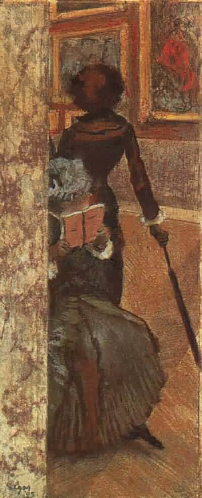 Edgar Degas Mary Cassatt and her Sister at the Louvre Oil Painting