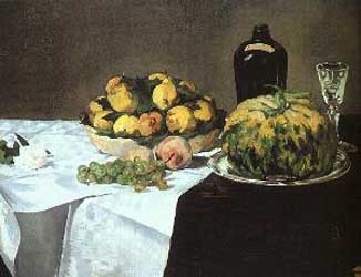 Edouard Manet Still Life with Melon and Peaches Oil Painting
