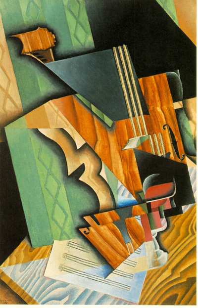 Juan Gris Violin and Glass Oil Painting