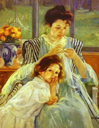Young Mother Sewing. 1902