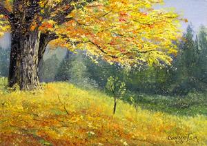 Old Oak Tree on a High Hill ~ 8/9/08 A Painting a Day Hudson River School Landscapes by Connie Tom