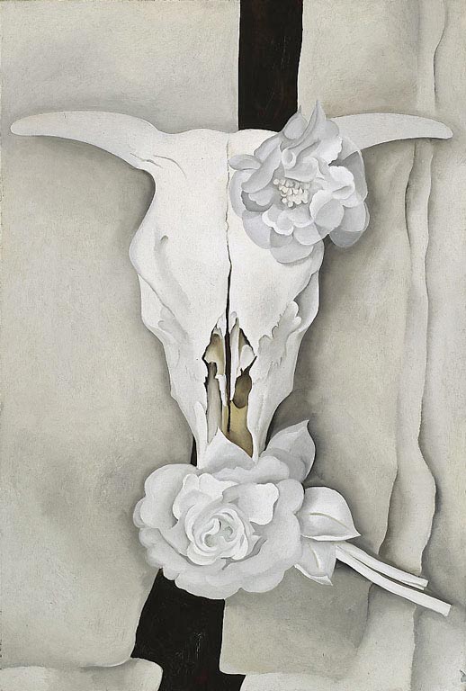 Cow's Skull With Calico Roses