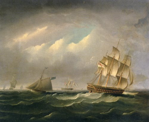 HMS Brunswick Amidst Other Shipping In The Channel