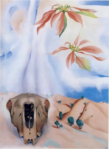 Mule's Skull with Pink Poinsettias