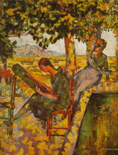 Young Girls in a Garden