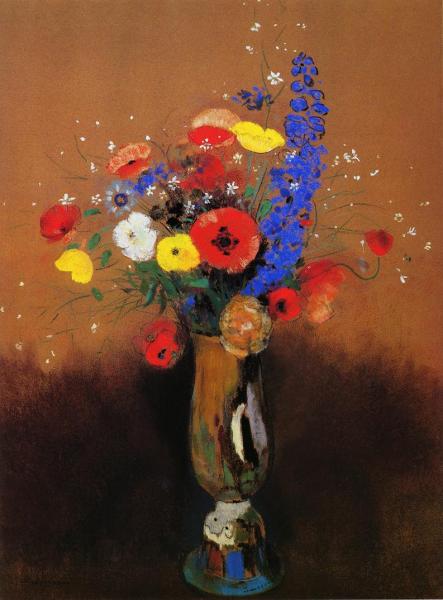 Wild Flowers in a Long Necked Vase