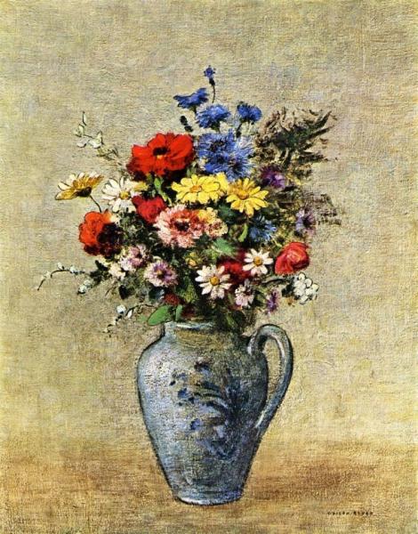 Flowers in a Vase with One Handle