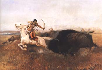 Charles M Russell Indians Hunting Buffalo 1894