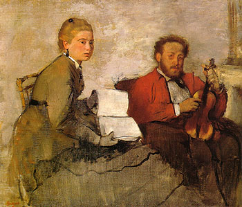 Edgar Degas Violinist and Young Woman Holding the Music 1870