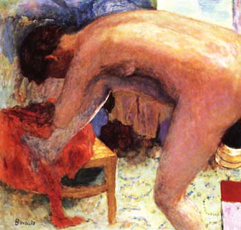 Pierre Bonnard NUDE RIGHT LEG RAISED 1924