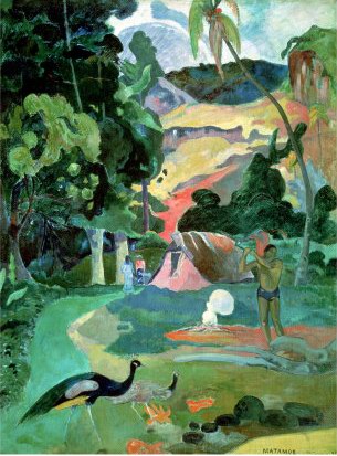 Paul Gauguin Landscape with Peacocks