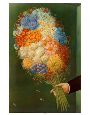 Fernando Botero flowers oil painting reproduction