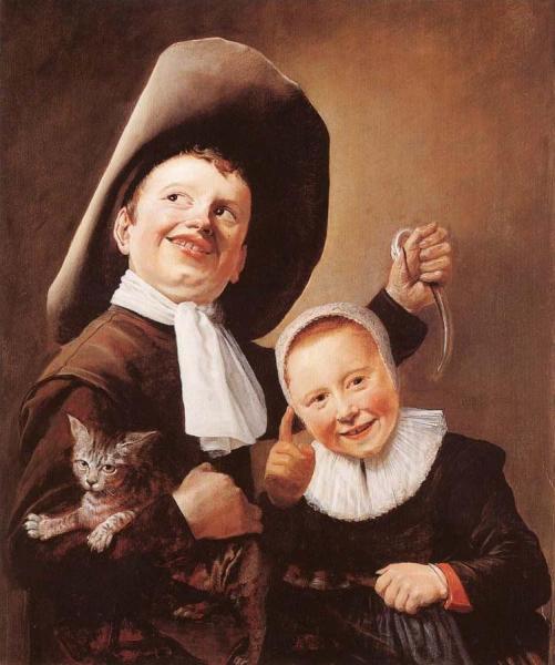 A Boy and a Girl with a Cat and an Eel