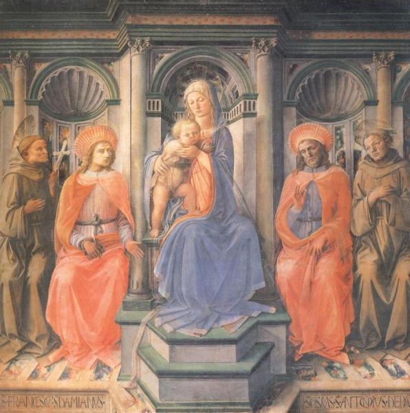 Madonna and Child Enthroned with Sts Francis,Damian,Cosmas and Anthony of Padua