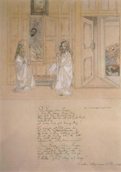 Morning Serenade for prince Eugen at carl Larsson-s home on march 4 1902