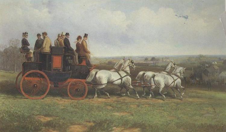 A Coach and Four Descending a Hill