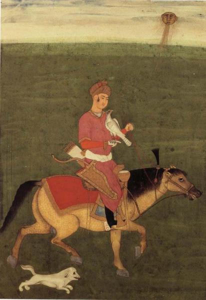 A prince in the falcon hunt to horse out of the Large Clive album