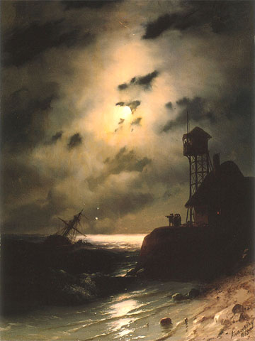 Moonlit Seascape with Shipwreck