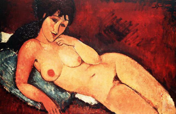 Nude on a Blue Cushion