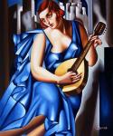 Lady in Blue with Guitar