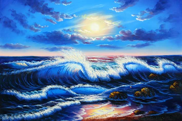 Afterglow Over The Ocean Shore