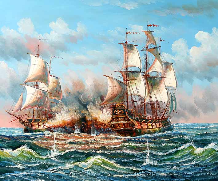 Sea Battle Scene