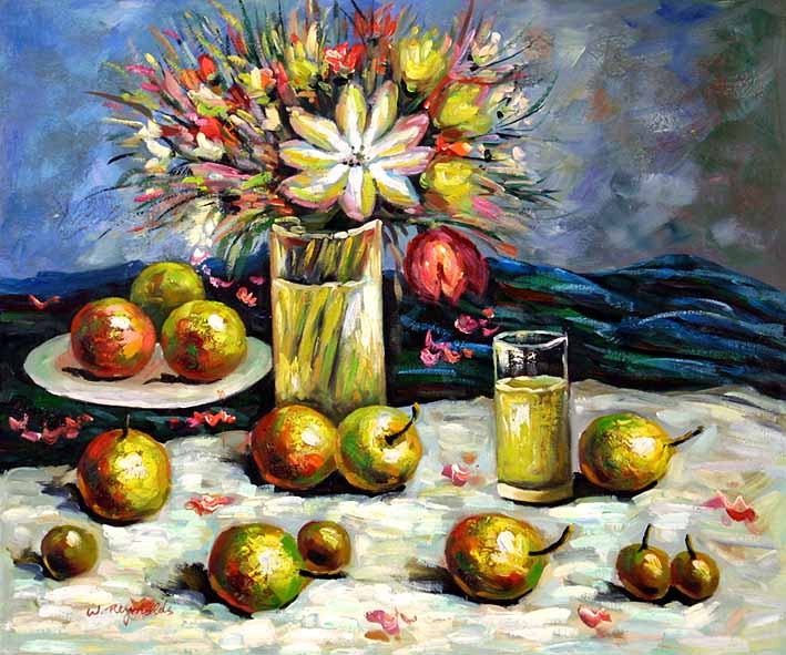 Still Life with a Flower Bouquet and Fruit Pieces