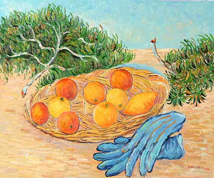 Still Life with Oranges, Lemons and Blue Gloves
