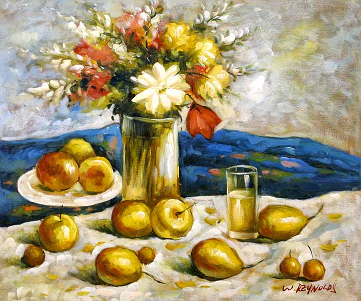 Still Life with a Flower Bouquet and Fruit Pieces