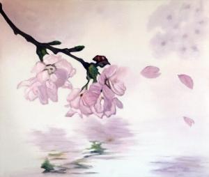 Hand painted Romantic sakura oil painting Original on Canvas