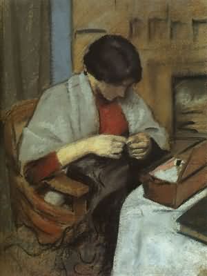 August Macke Elisabeth Gerhardt Sewing