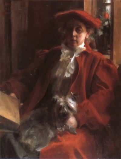 Anders Zorn Emma Zorn and Mouche the dog