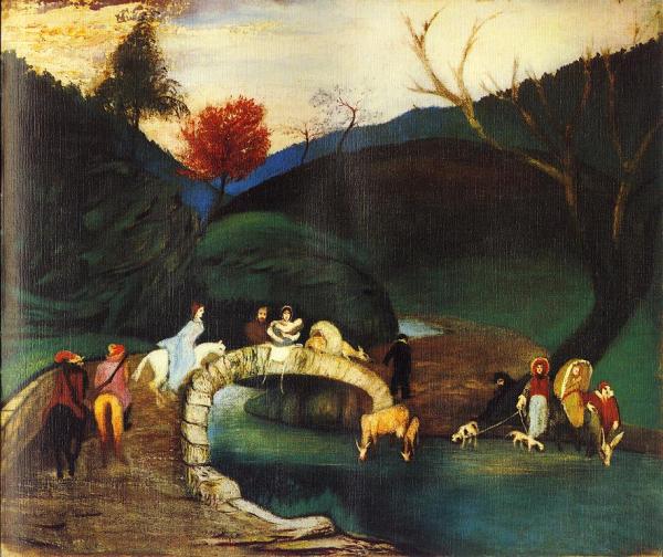 CSONTVARY KOSZTKA Tivadar Company Passing a Bridge