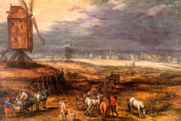 Jan Brueghel the Elder Landscape with Windmills