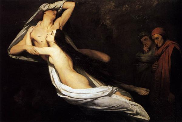 SCHEFFER Ary The Ghosts of Paolo and Francesca Appear to Dante and Virgil 1