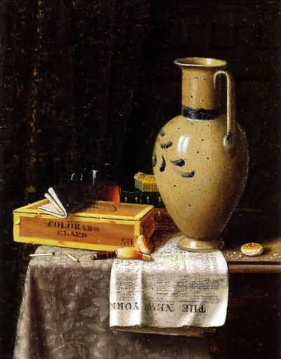 William Harnett Cigar Box Pitcher and New York Herald