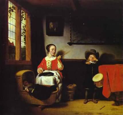 Nicolaes Maes Naughty Little Drum Player
