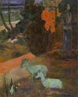 Paul Gauguin Tarari maruru Landscape with Two Goats