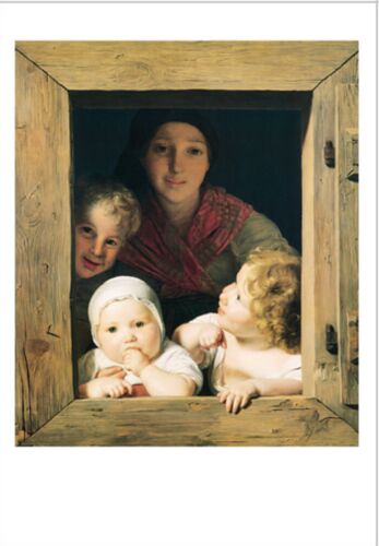 Waldmueller Ferdinand Georg Junge Baeuerin mit drei kindern