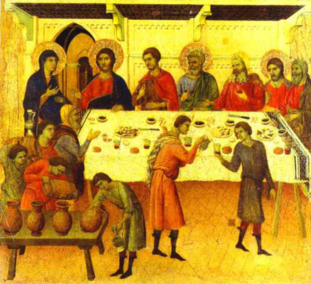 Duccio di Buoninsegna maesta_back_ predella_ The Wedding at Cana