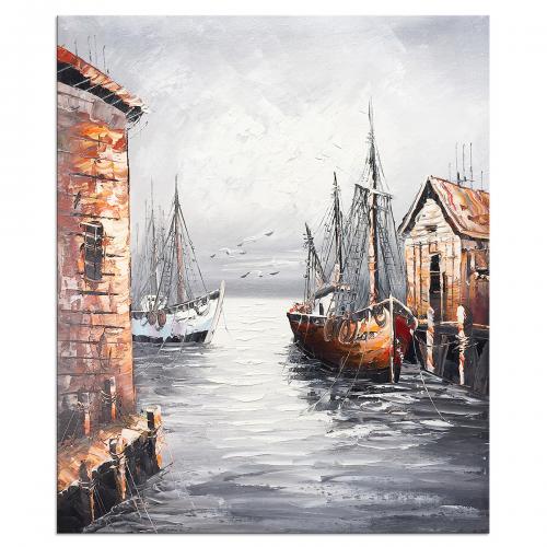 Hand Painted Abstract Framed and Stretched Oil Painting on Canvas 20x24 Inch Wall Decoration Home