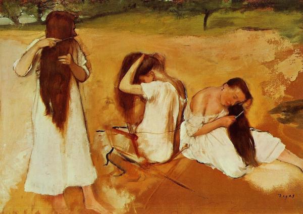 Three Women Combing Their Hair